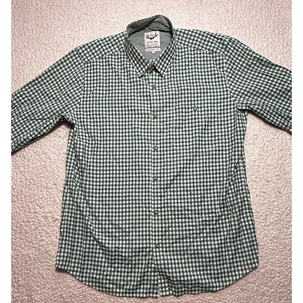 Stockerpoint Shirt Mens XL Green Gingham Button Down Alpine Team Trachten